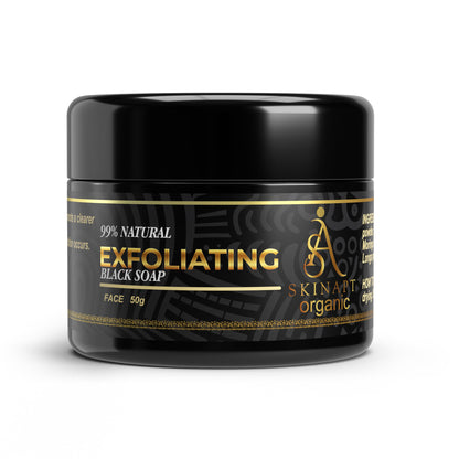 EXFOLIATING FACE BLACK SOAP ( SPOT TARGET TO DRY UP  AND WASH OFF)